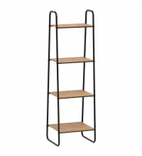 Стеллаж на металлокаркасе "Скандинавия-14", 450*385*1470 мм, 4 полки ЛДСП, черный/дуб, CТCП14 Ч