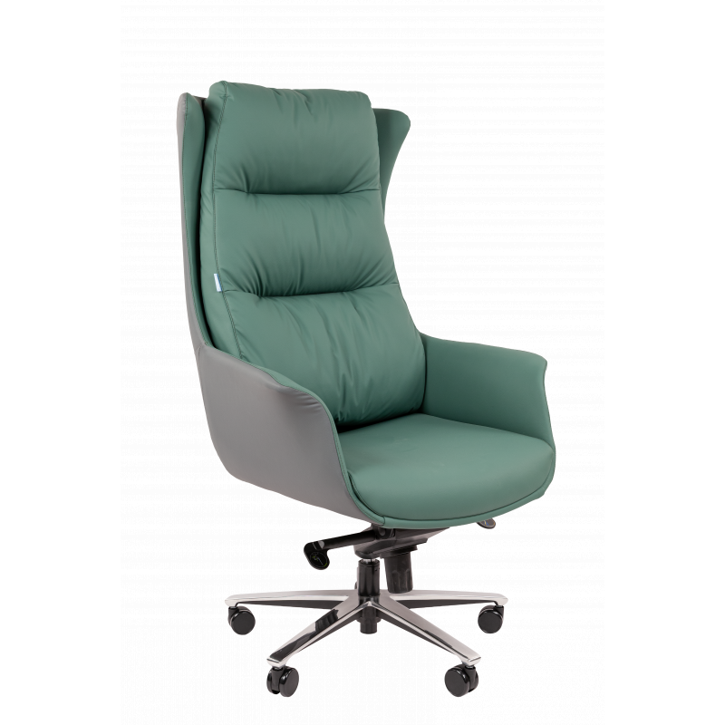 Кресло руководителя Chairman 523 Россия экокожа зеленый/серый главное фото